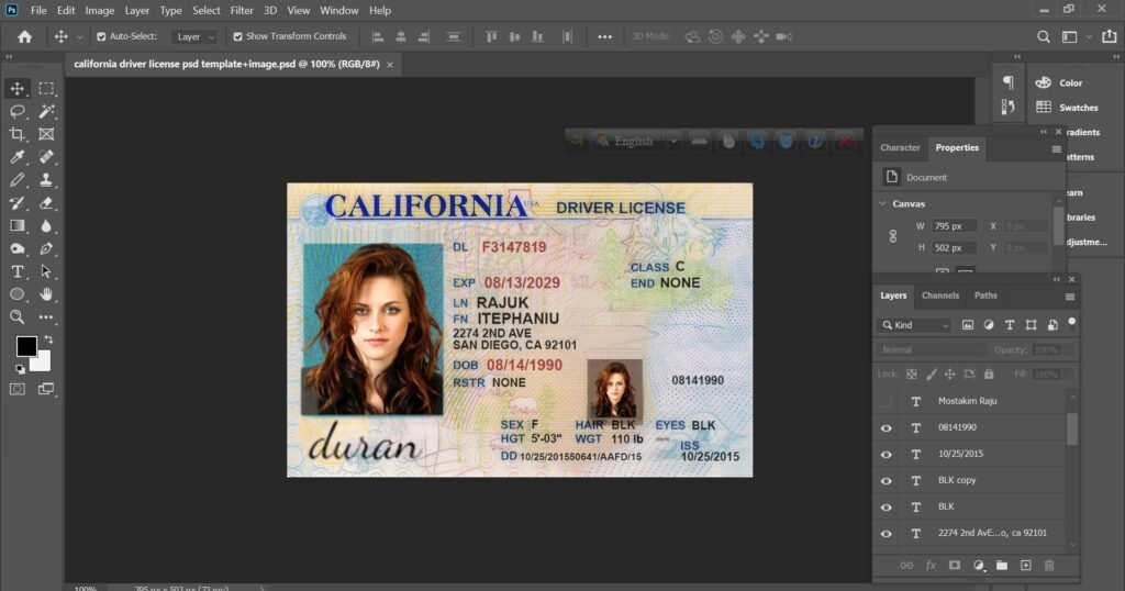 california dl template