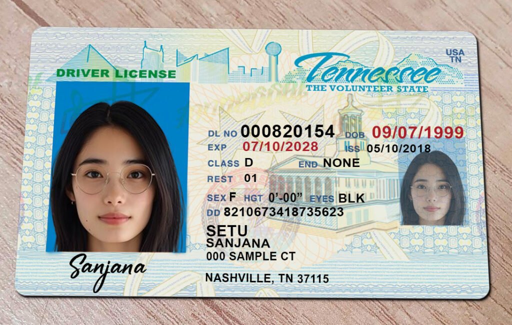 Tennessee Driver License PSD Template