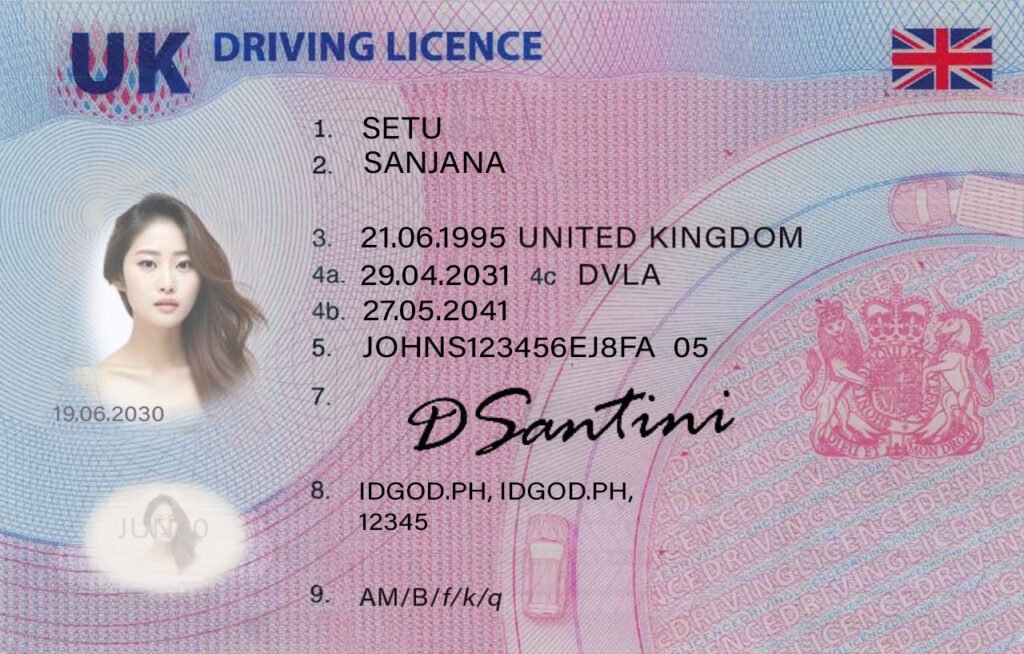 Editable UK Driving License PSD Template