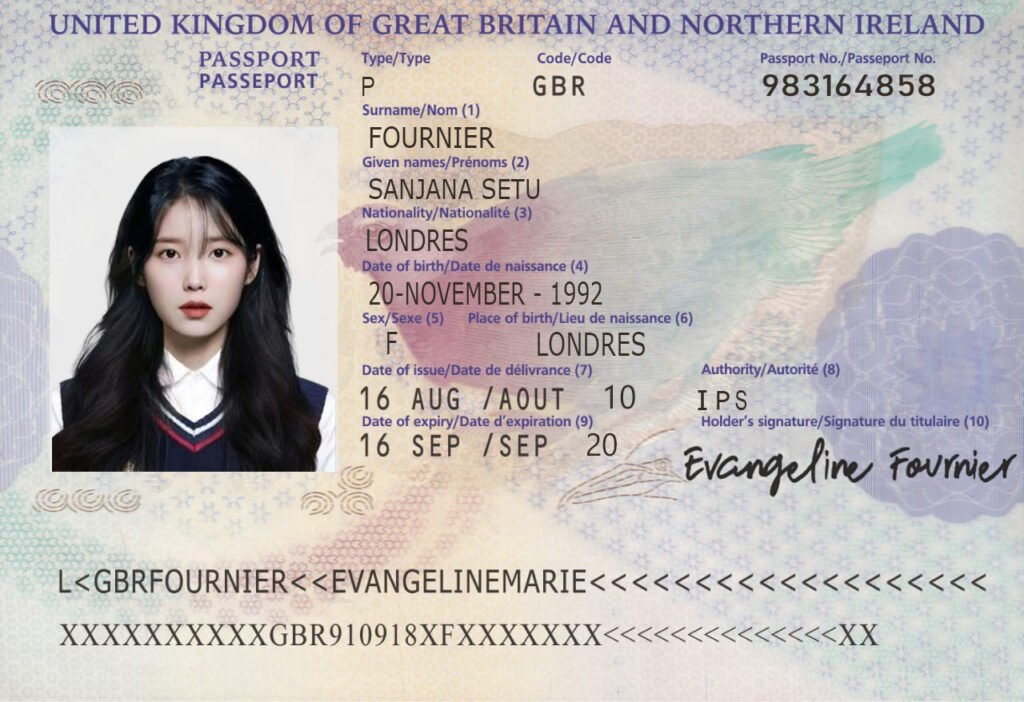 Editable UK Passport Template