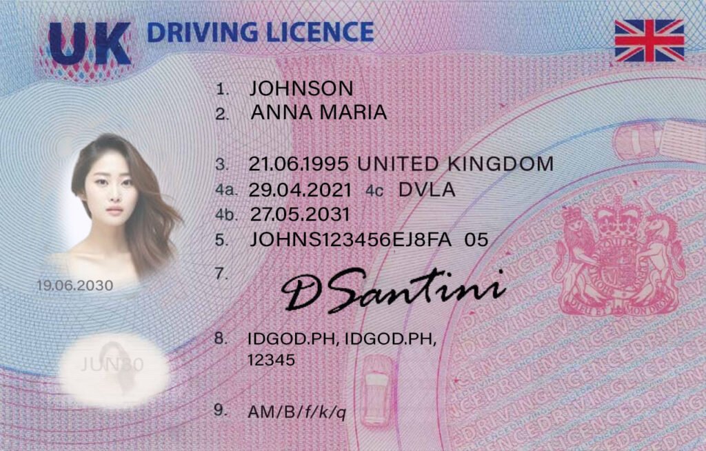 Editable UK Driving License PSD Template