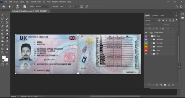 UK Driving License Template