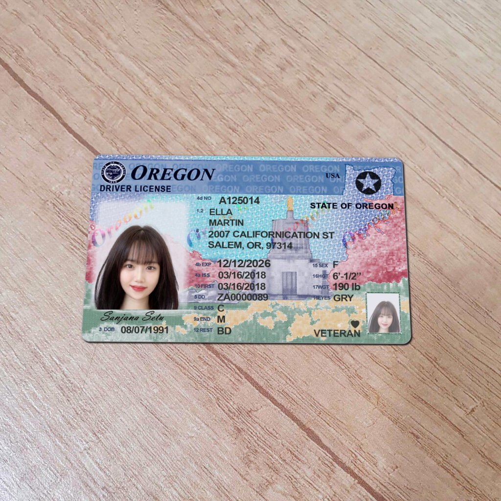 USA Oregon State Driving license Template PSD