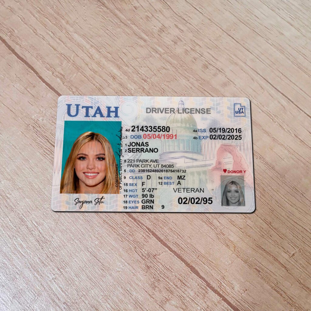 USA Utah Driving license Template