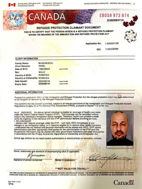 Canada Refugee Protection Claimant Document PSD template (2025)