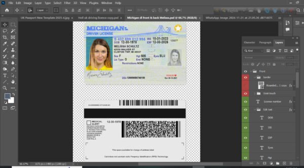 Michigan driver license (DL) template 2025 PSD PDF download