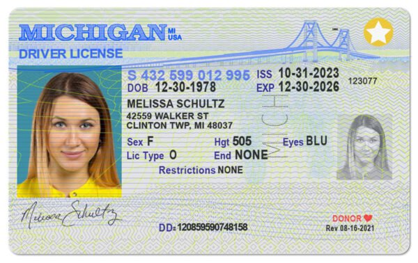 Michigan driver license (DL) template 2025 PSD