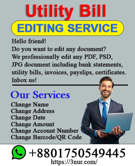 Utility Bill PDF Edit - Address Verification