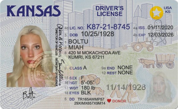 kansas drivers license template 2025