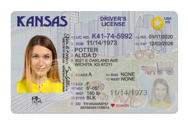 kansas drivers license template 2025