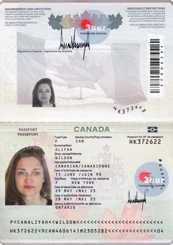 canada passport psd template 2025