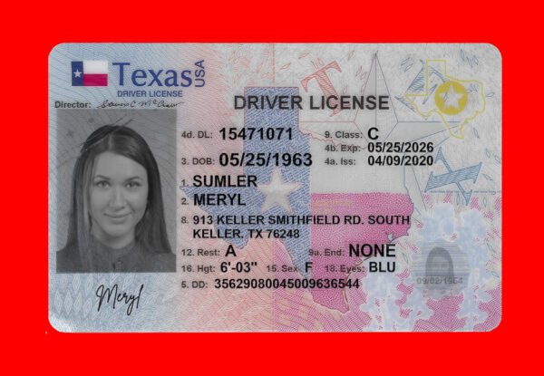 Texas Driver License PSD Template 2025