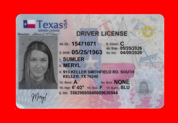 Texas Driver License PSD Template 2025