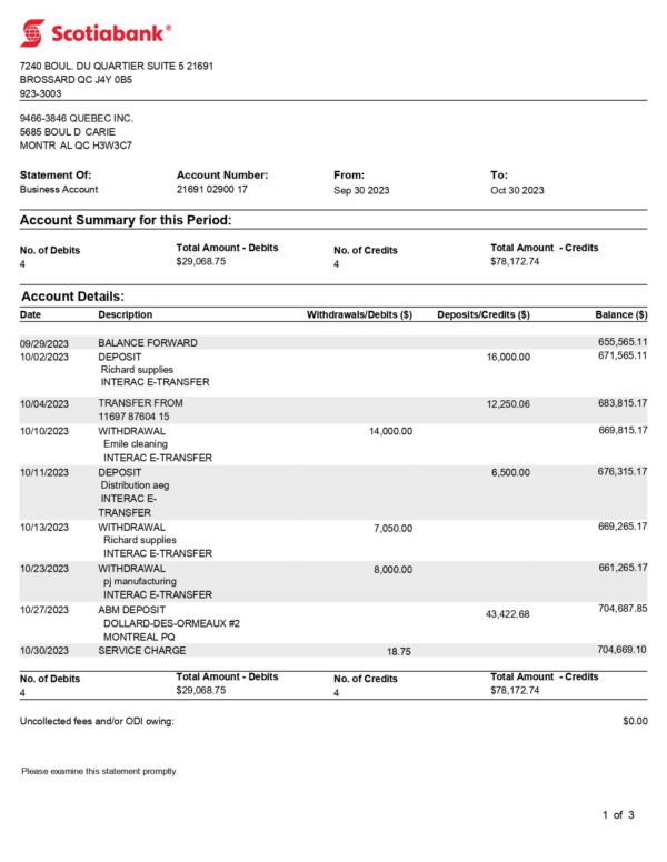 Scotiabank Statement Download & Editing Service