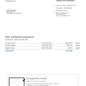 Bank of America Customer Service Info Download & Editing Service