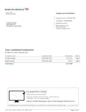 Bank of America Customer Service Info Download & Editing Service