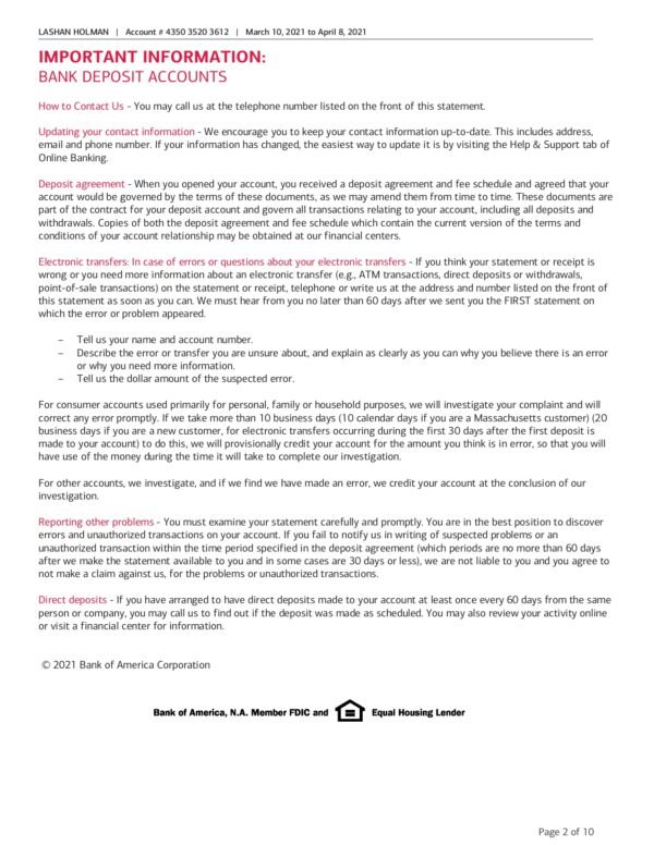 Bank of America Customer Service Info Download & Editing Service - Image 2