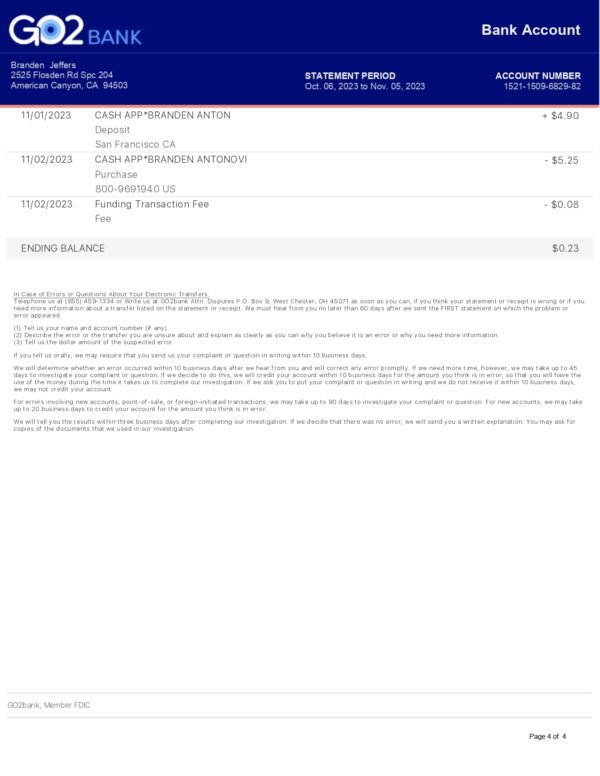 GO2 Bank Statement PDF Download & Editing Service – Fast & Customizable - Image 4