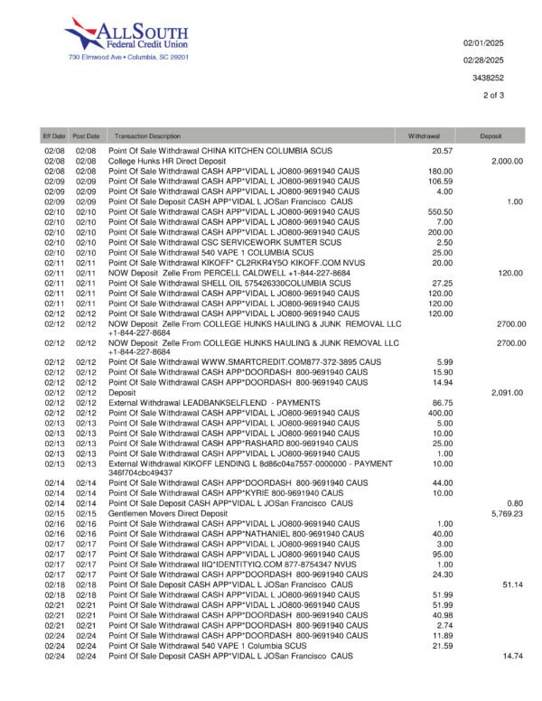 South Federal Statement Editing