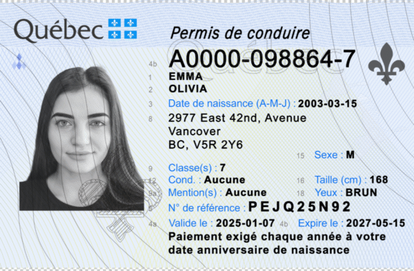 Canada Quebec DL PSD Template 2025 – Fully Editable & Instant Download - Image 5