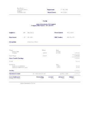 Alpha Laboratories Payslip Download & Editing Service