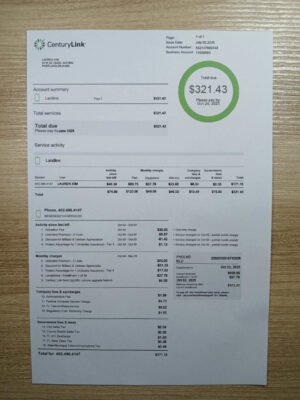 CenturyLink Bill PSD Template – Editable & Instant Download