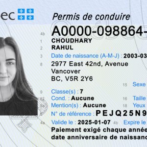 Canada Quebec DL PSD Template 2025 – Fully Editable & Instant Download