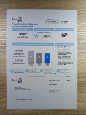 Hydro One Utility Bill PSD