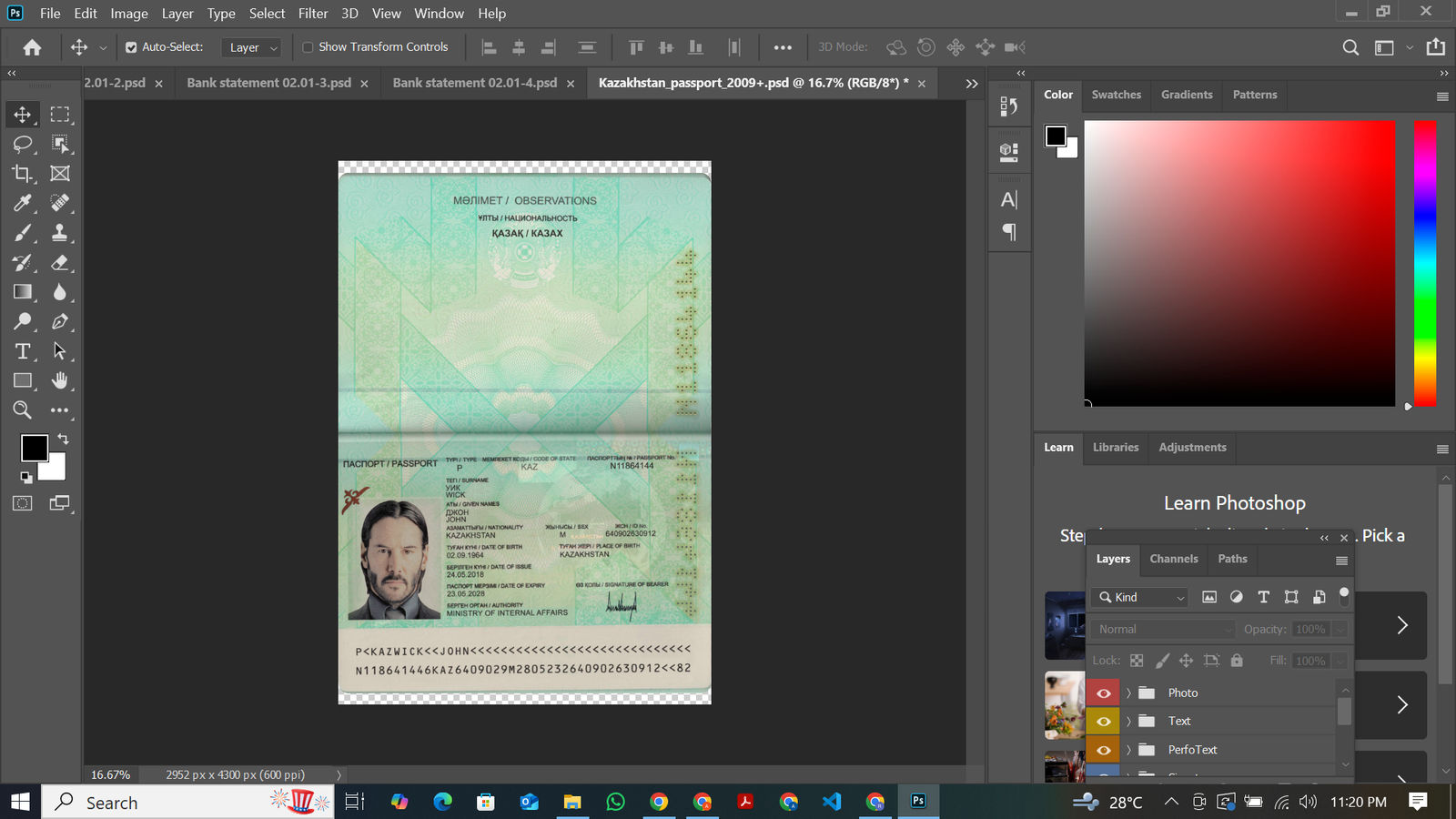 Kazakhstan Passport PSD Template Preview
