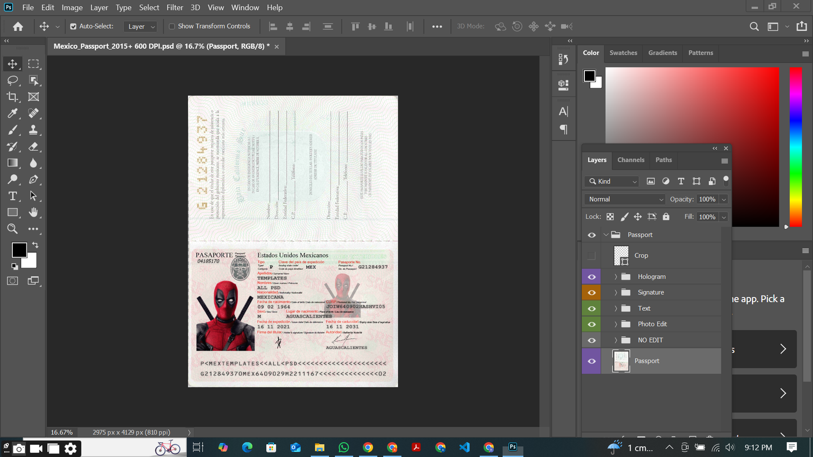 Spain ID PSD Template Preview