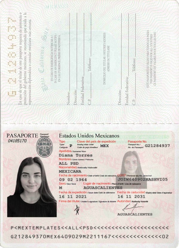 Mexico Passport PSD Template 2025 – Editable PSD File