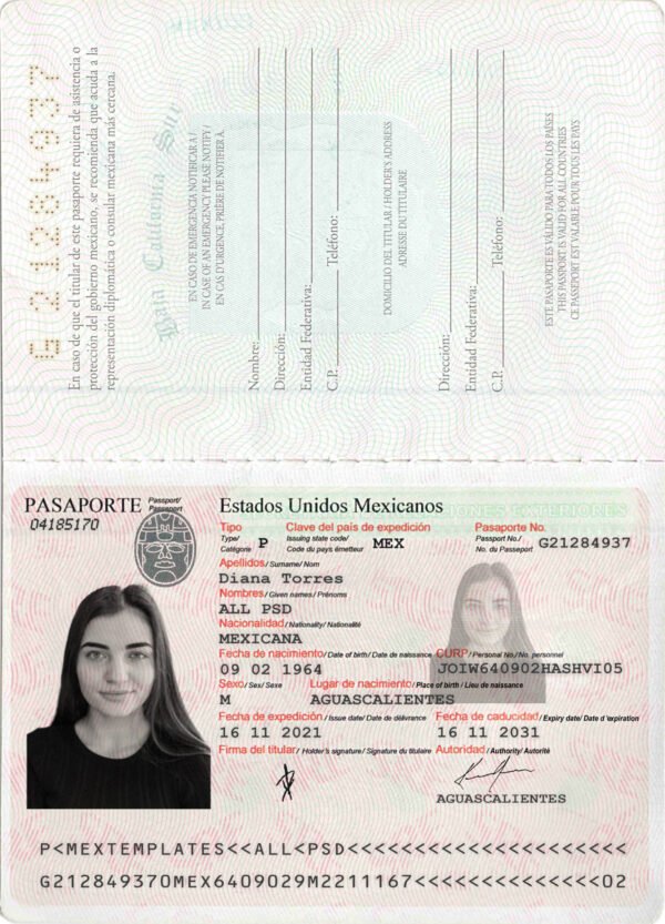 Mexico Passport PSD Template 2025 – Editable PSD File