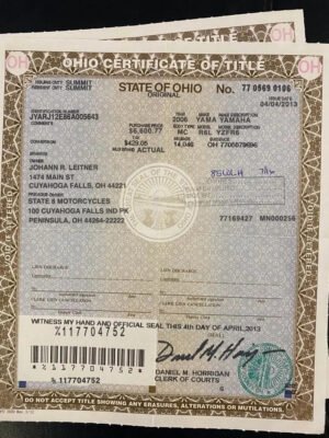 Ohio Certificate of Title