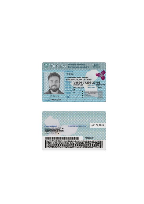 Ontario Driver’s License PSD Template V5 2025 – Fully Editable & Instant Download