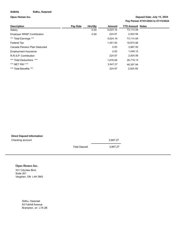 Opus Homes Payslip – Download & Edit PDF Instantly