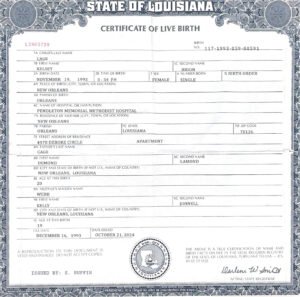Louisiana Birth Certificate Template – Editable & Printable PSD