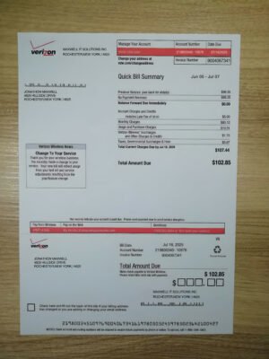 Verizon Utility Bill PSD Template