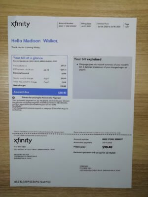Xfinity Bill PSD Template – Editable Utility Bill Download