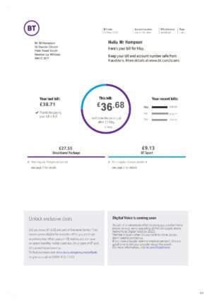 UK BT Utility Bill PSD Template – Editable & Instant Download