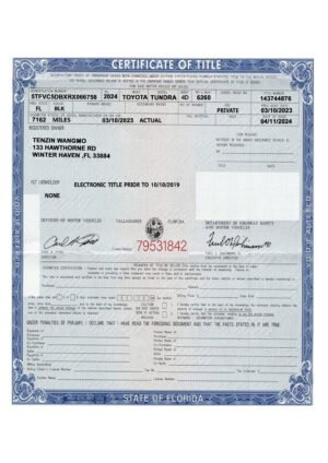 Florida Certificate of Title PSD Template – Editable & Instant Download