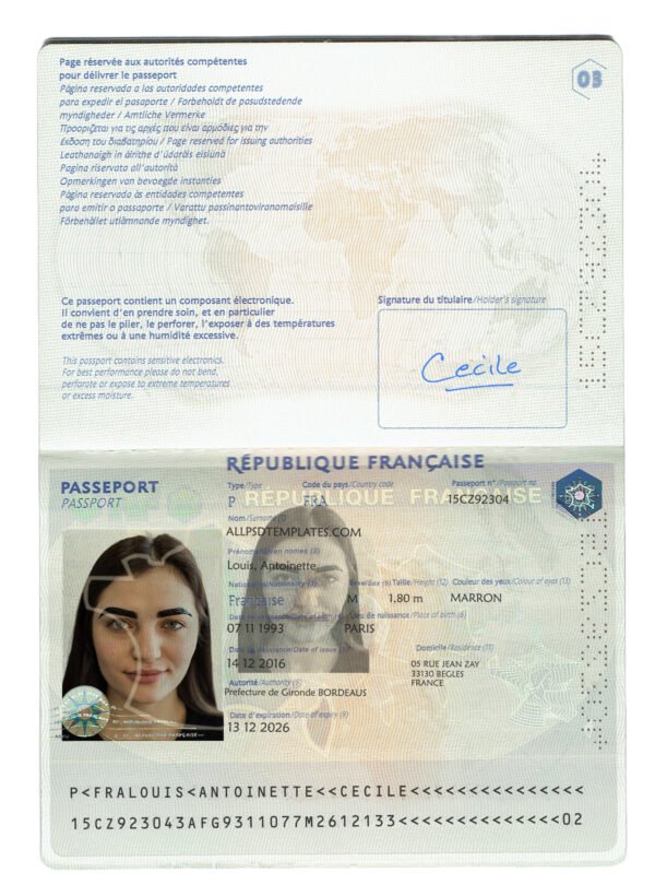 France Passport Template – Editable PSD Download - Image 5