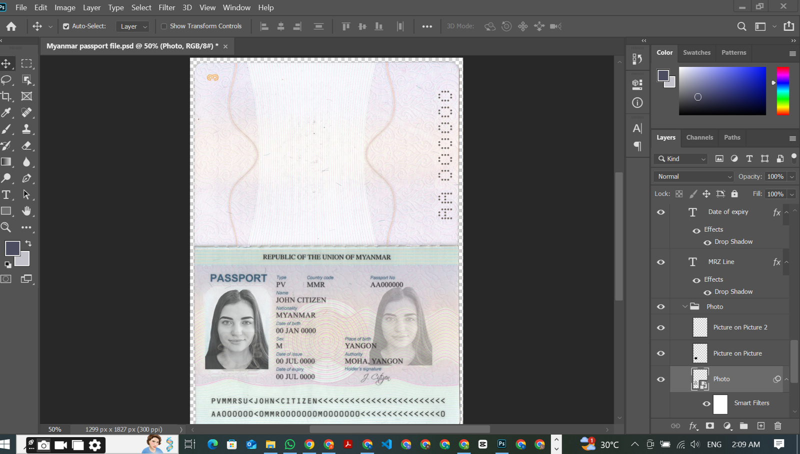 Myanmar Passport PSD Template preview
