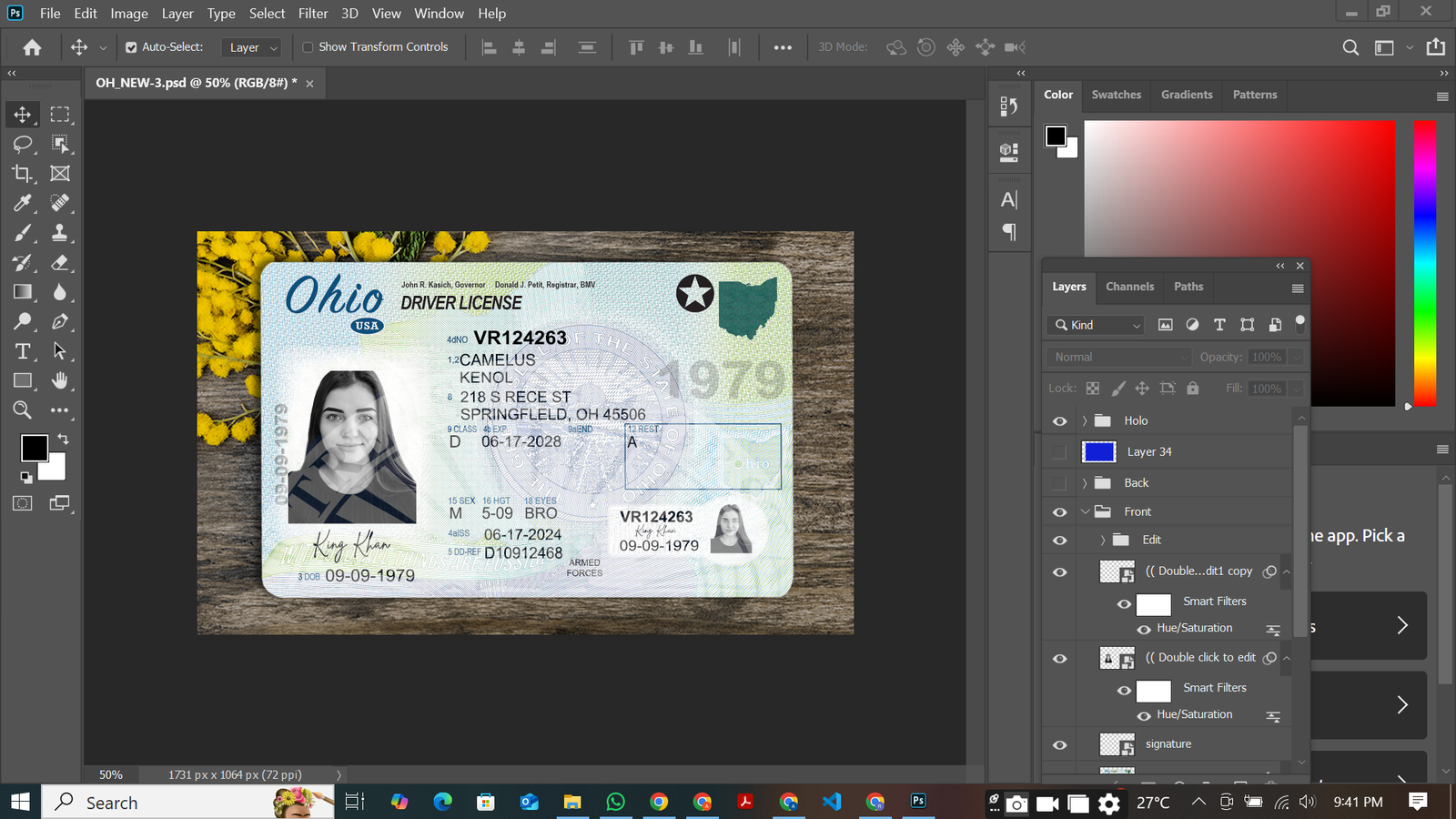 Preview of Ohio Driver’s License PSD Template 2025