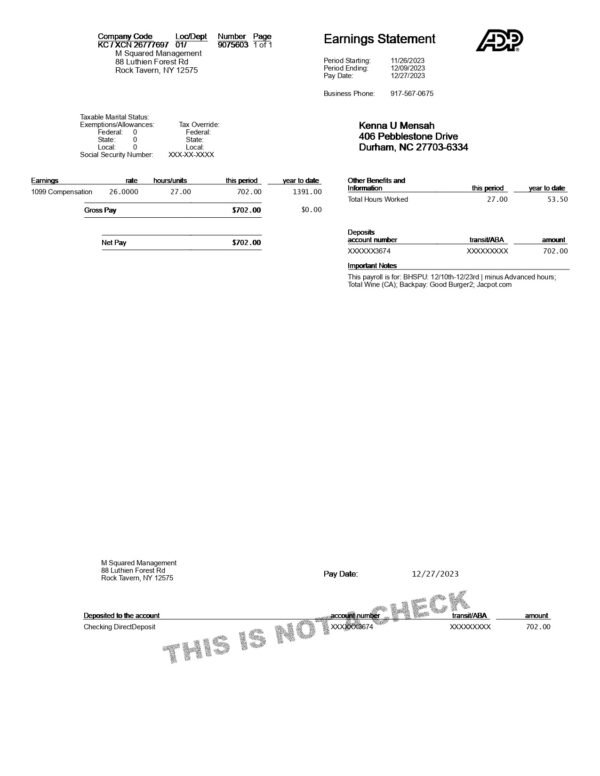 M Squared Management Payslip Download & Editing Service