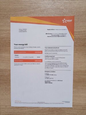 EDF Utility Bill Template – Editable PSD