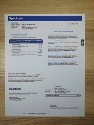 Spectrum Utility Bill PSD Template – Fully Editable, Instant Download