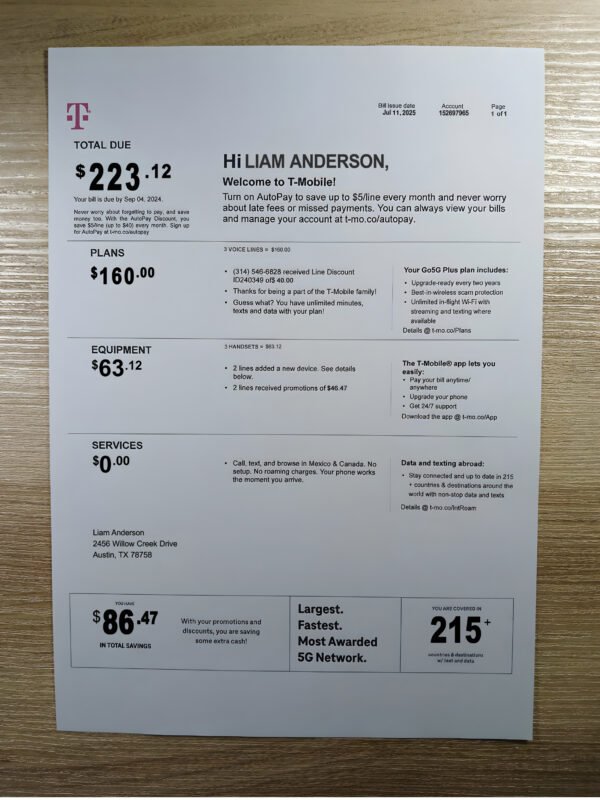 Phone Bill PSD Template – Editable, Layered & Instant Download