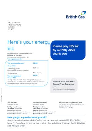 UK British Gas Utility Bill PSD Template