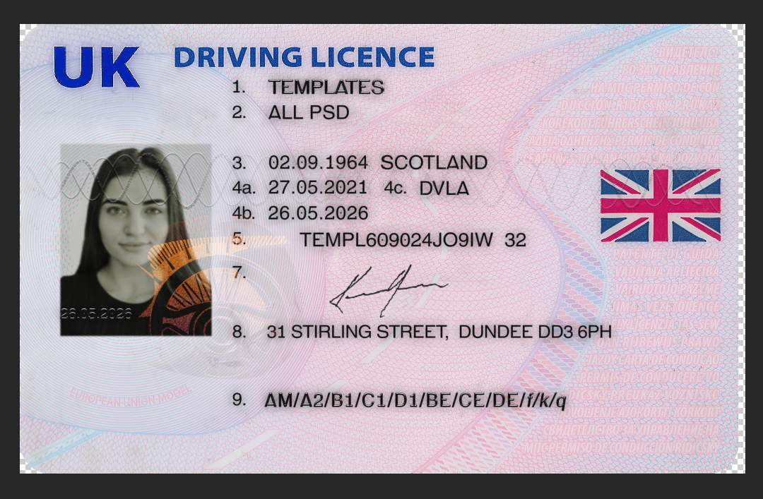 UK Driving License V1 PSD Template – Editable & Instant Download - Image 4