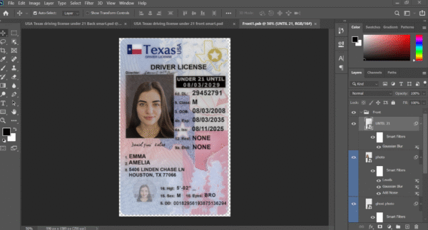 USA Texas Driving License Under 21 PSD Template – Editable & Instant Download - Image 6
